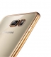 Прозрачный силиконовый чехол для Samsung S7 EDGE с глянцевой окантовкой - Gold